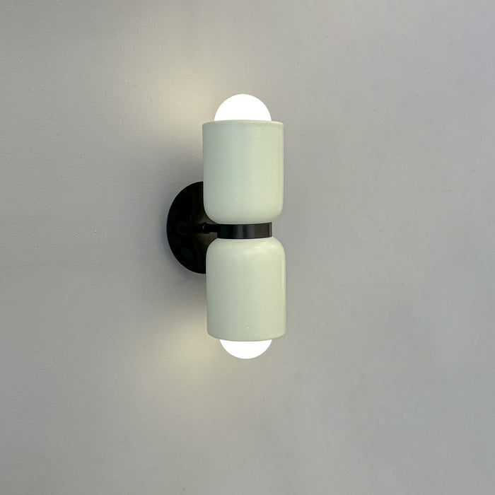 Lunara Harlow Ceramic Wall Light in Matte Black / Sage Green #Colour_Matte Black / Sage Green