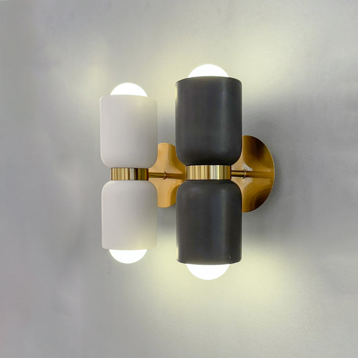 Lunara Harlow Ceramic Wall Light in Matte Black / White #Colour_Matte Black / White