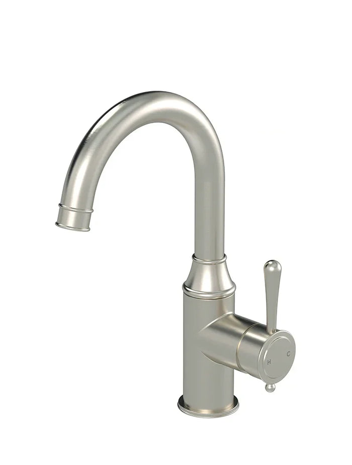 Harrington Tall Basin Mixer in Brushed Nickel | Meir #Colour_Brushed Nickel