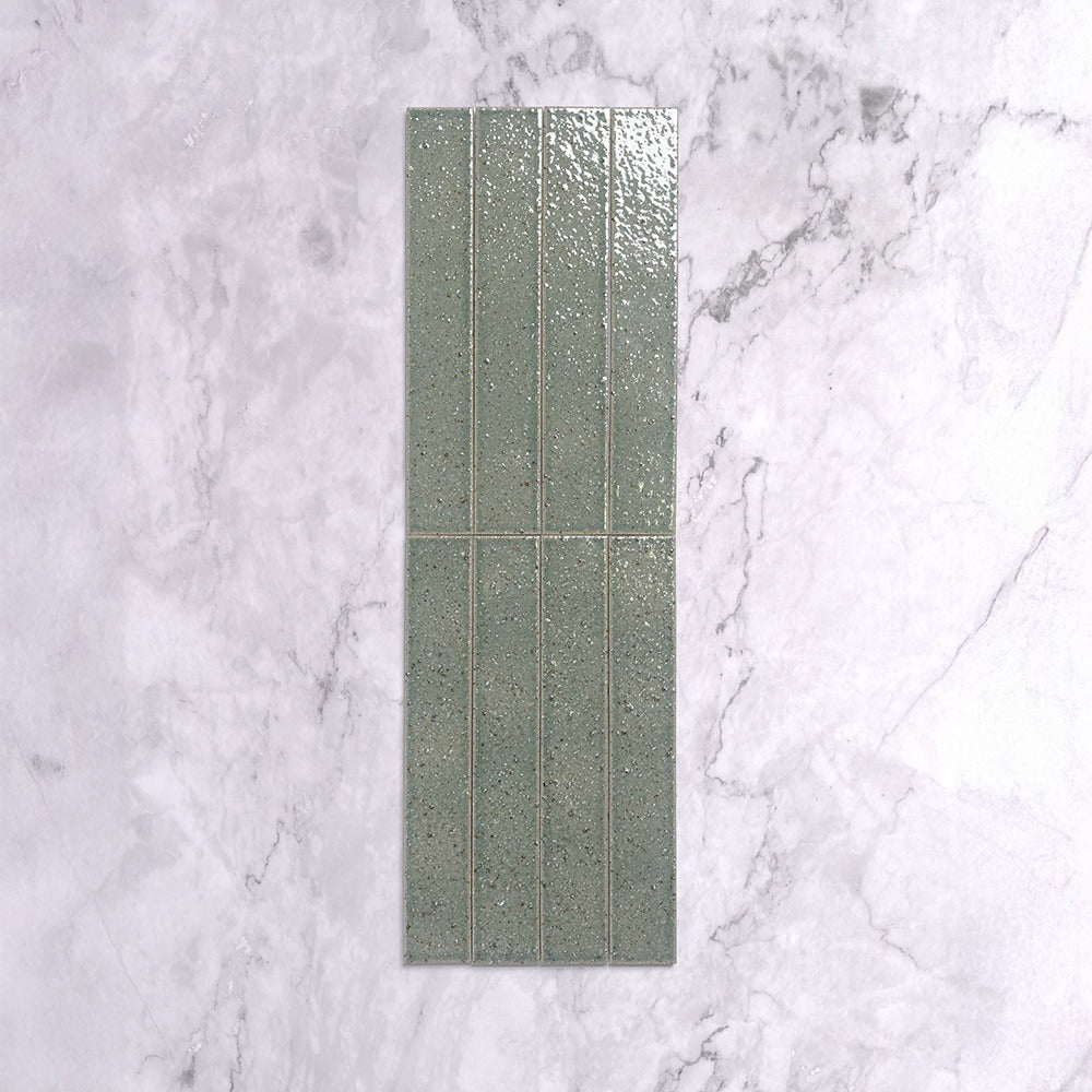 Kazoku Hatsu Long Subway Hand Glazed Japanese Tile in Aqua, Gloss finish