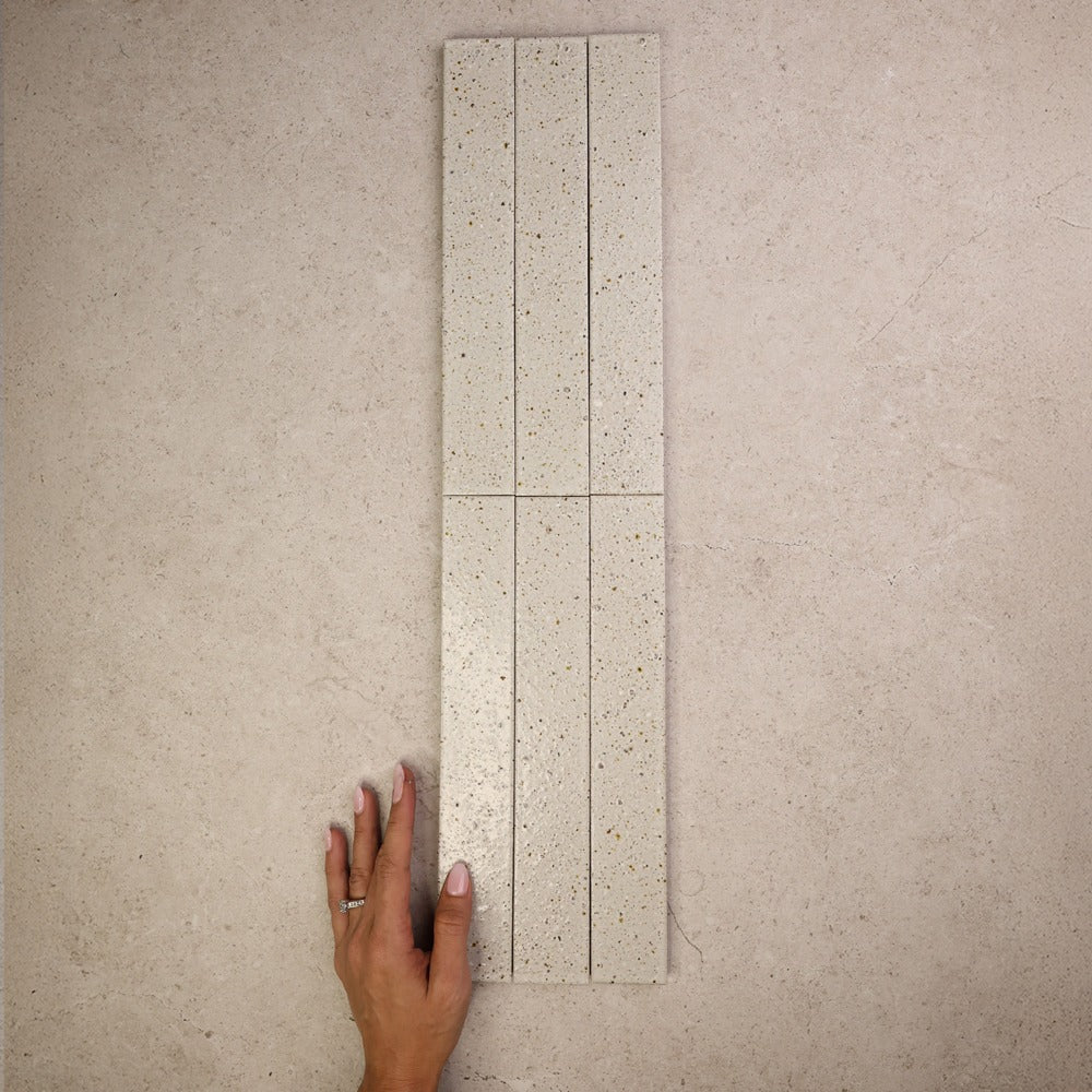 Kazoku Hatsu Long Subway Hand Glazed Japanese Tile in White, Gloss finish