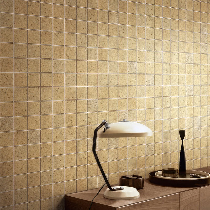 Kazoku Hatsu Square Hand Glazed Japanese Mosaic in Oribe Green, Wheat, White & Mahogany, Gloss finish