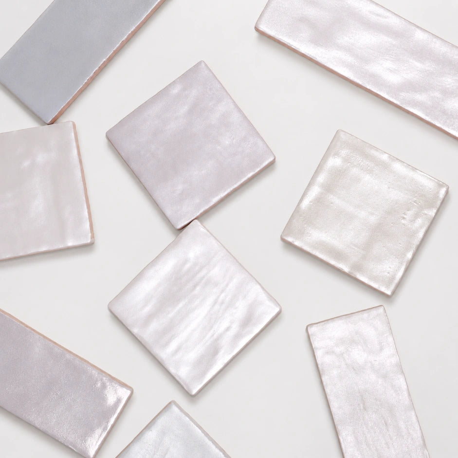 Iris Pearlescent Ceramic Wall Tile | Spanish Gloss Wall Tile in Silver, White, Platinum & Ivory, Pearlescence finish