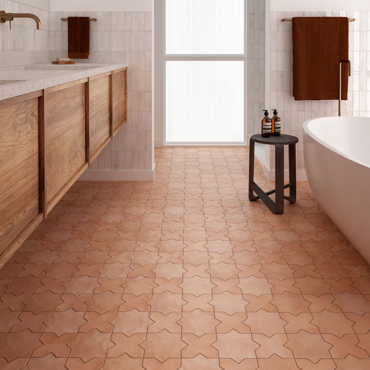 Kasbah Series Porcelain Tile Star in Terracotta, Matt finish