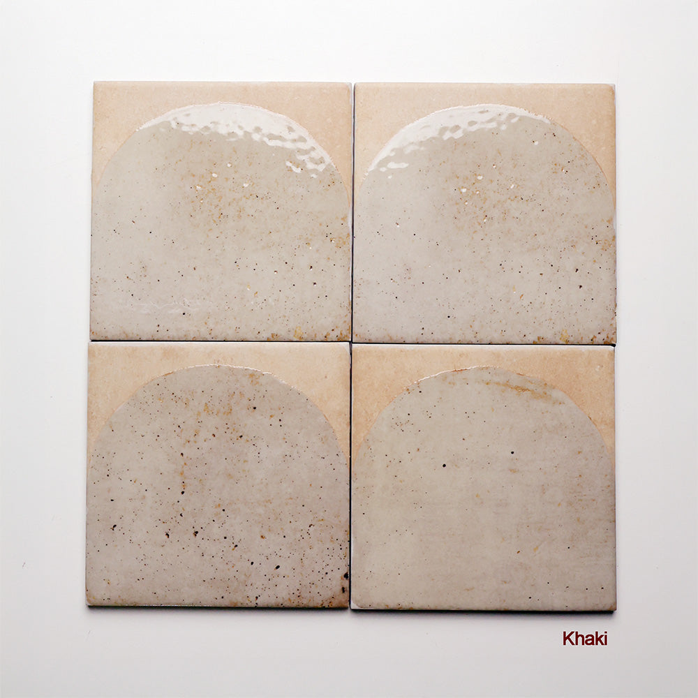 Arch Series Porcelain Floor and Wall Terracotta Look Tile 150 x 150 mm in Khaki, Glazed finish