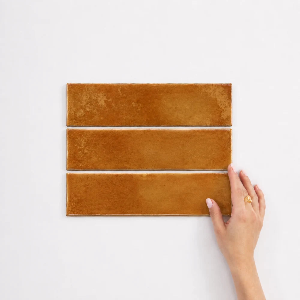 Matcha Spanish Porcelain Subway Tile 60x186 | Gloss Tile in Cinnamon