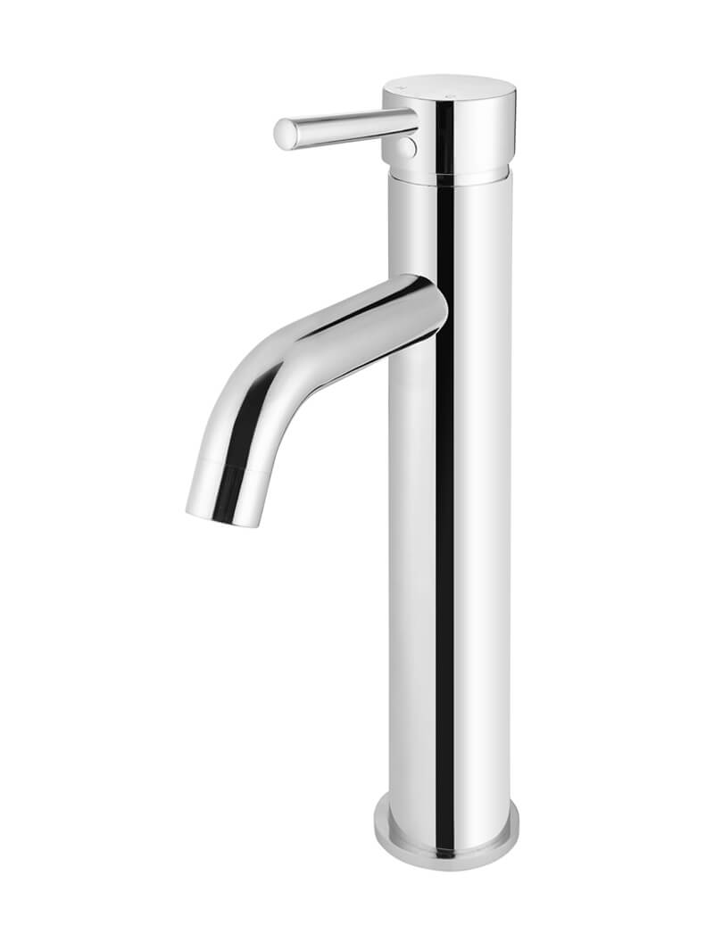 Polished Chrome - Round Tall Basin Mixer Curved