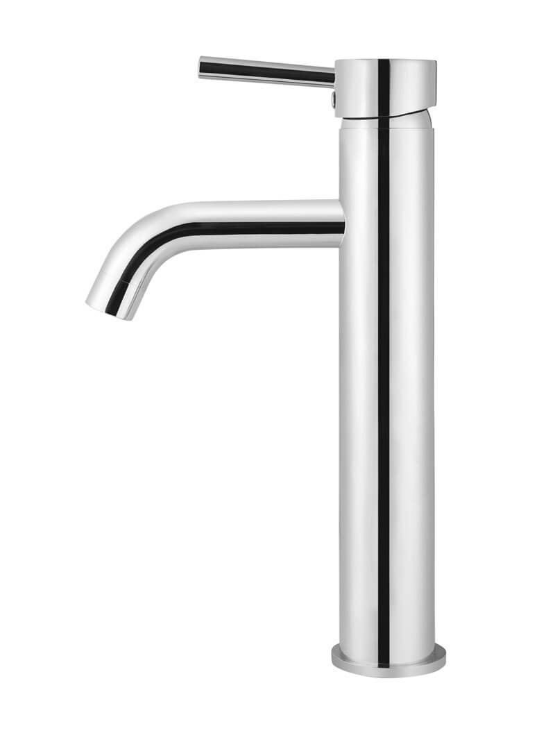 Round Tall Basin Mixer Curved in Polished Chrome | Meir