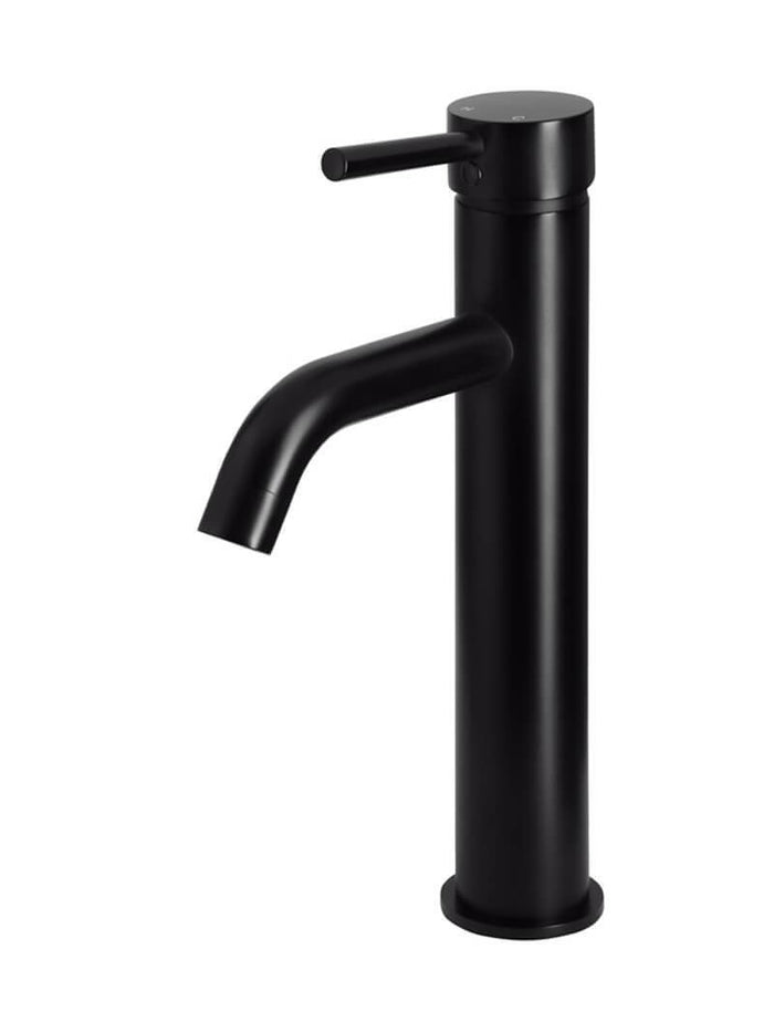 Round Tall Basin Mixer Curved in Matte Black | Meir #Colour_Matte Black
