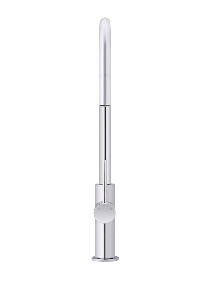 Round Piccola Pull Out Kitchen Mixer Tap in Polished Chrome | Meir #Colour_Polished Chrome
