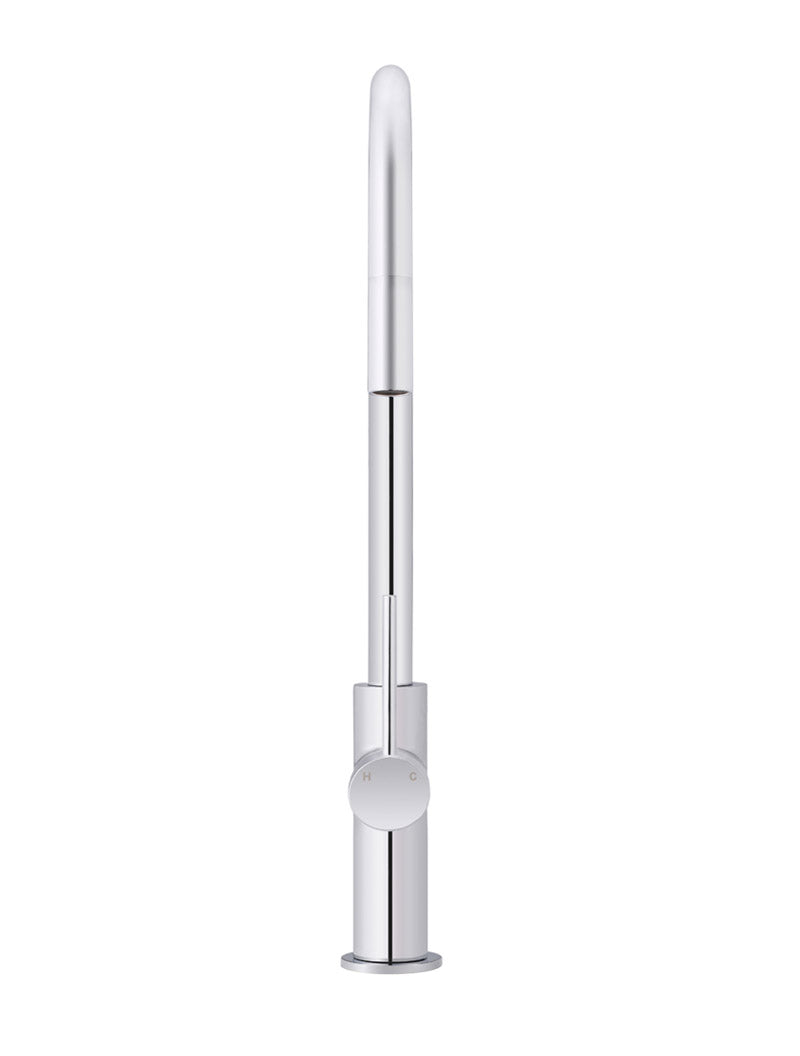 Round Piccola Pull Out Kitchen Mixer Tap in Polished Chrome | Meir