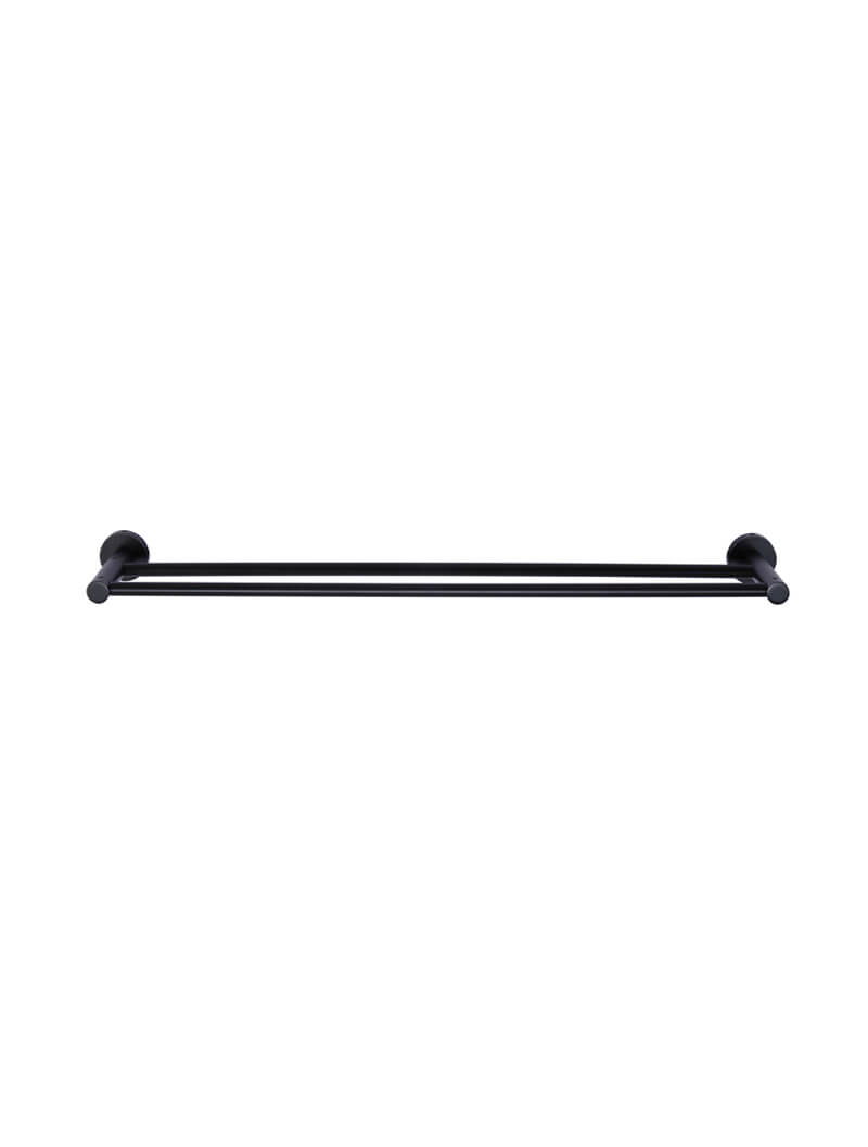 Round Double Towel Rail 600mm in Matte Black | Meir