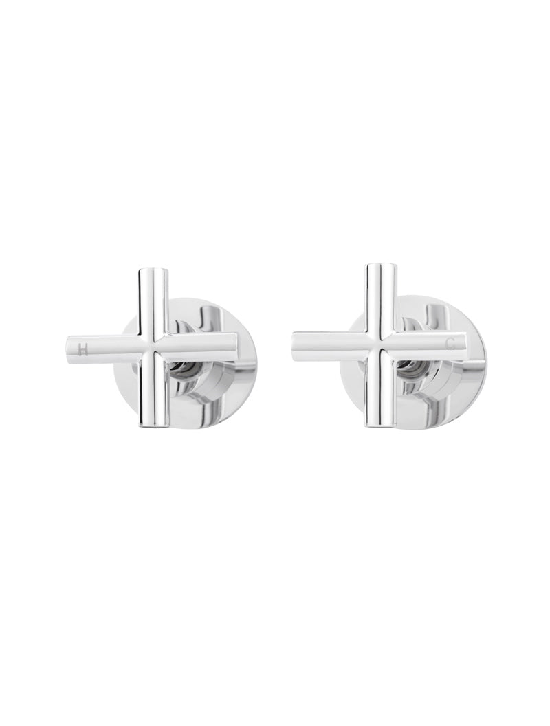 Round Cross Handle Jumper Valve Wall Top Assemblies in Polished Chrome | Meir