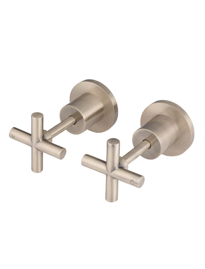 Round Cross Handle Jumper Valve Wall Top Assemblies in Champagne | Meir #Colour_Champagne