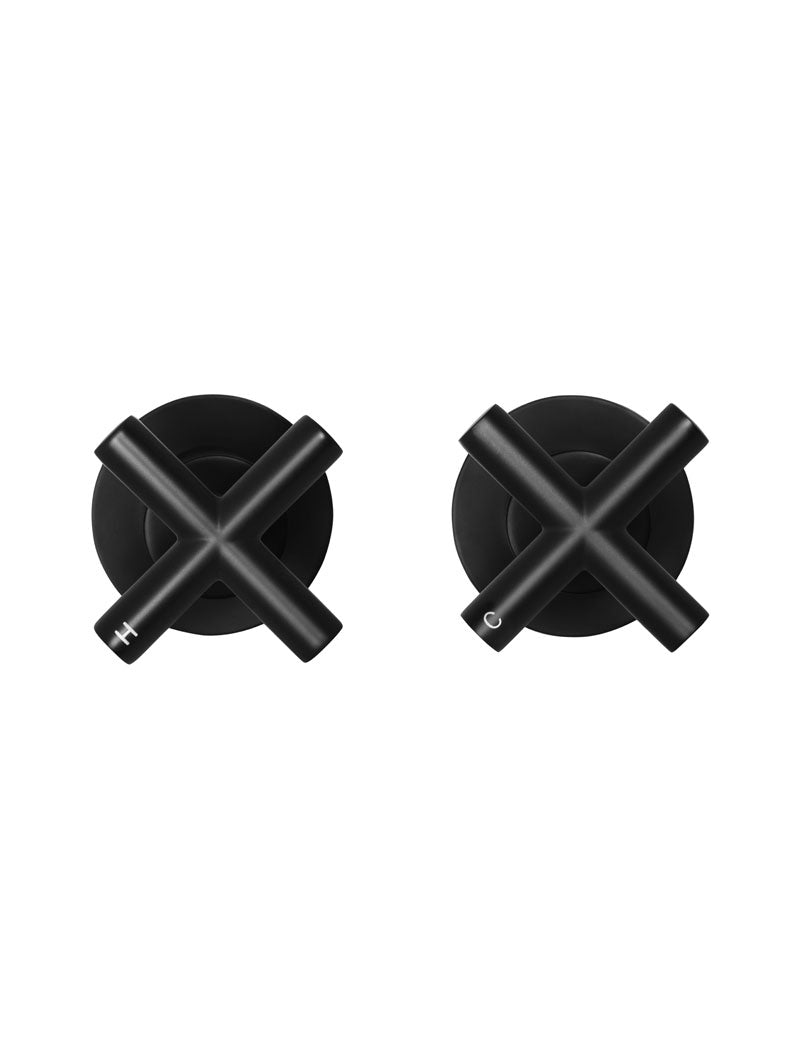 Round Cross Handle Jumper Valve Wall Top Assemblies in Matte Black | Meir