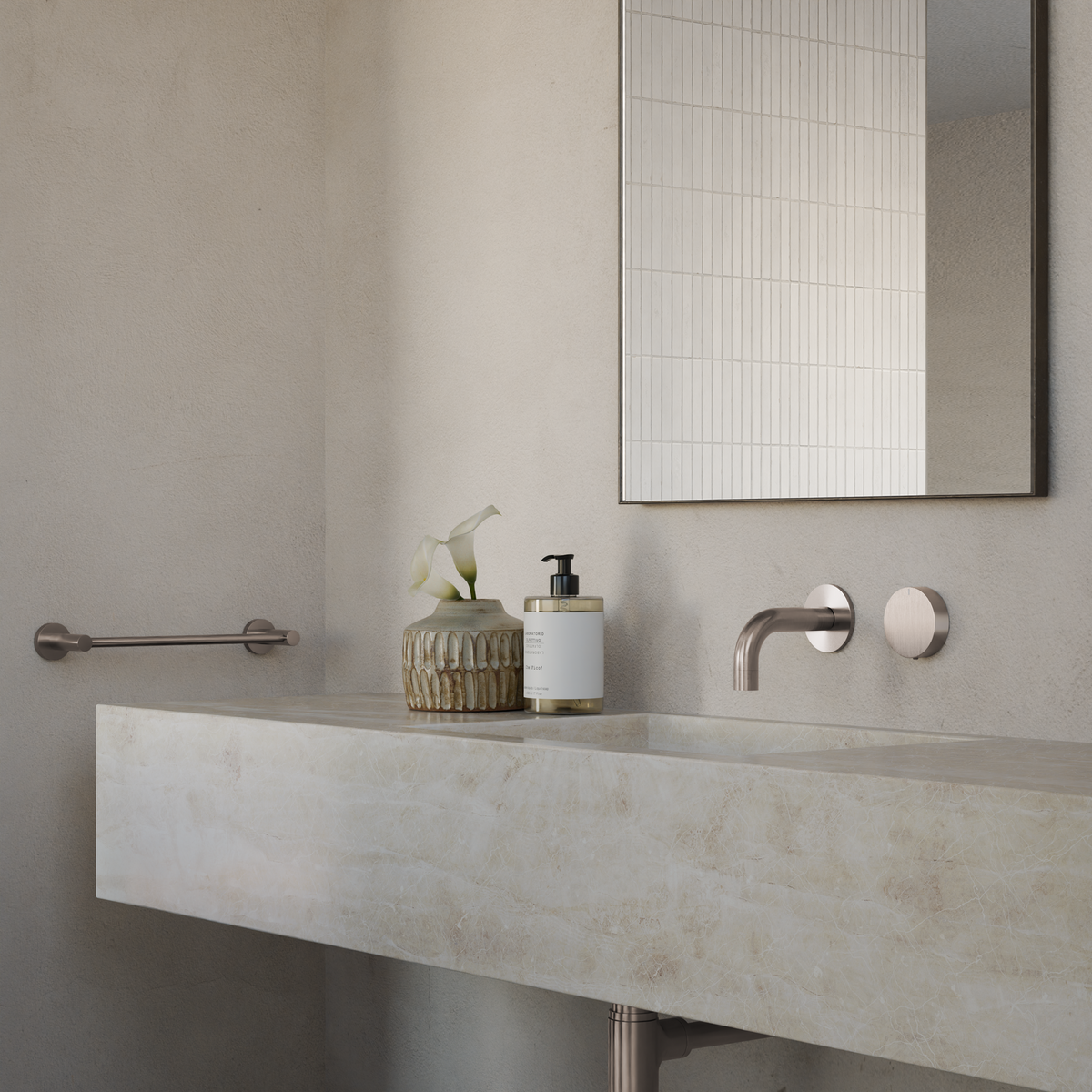 Progressive mixer - in-wall body and Trim set in Champagne | Meir