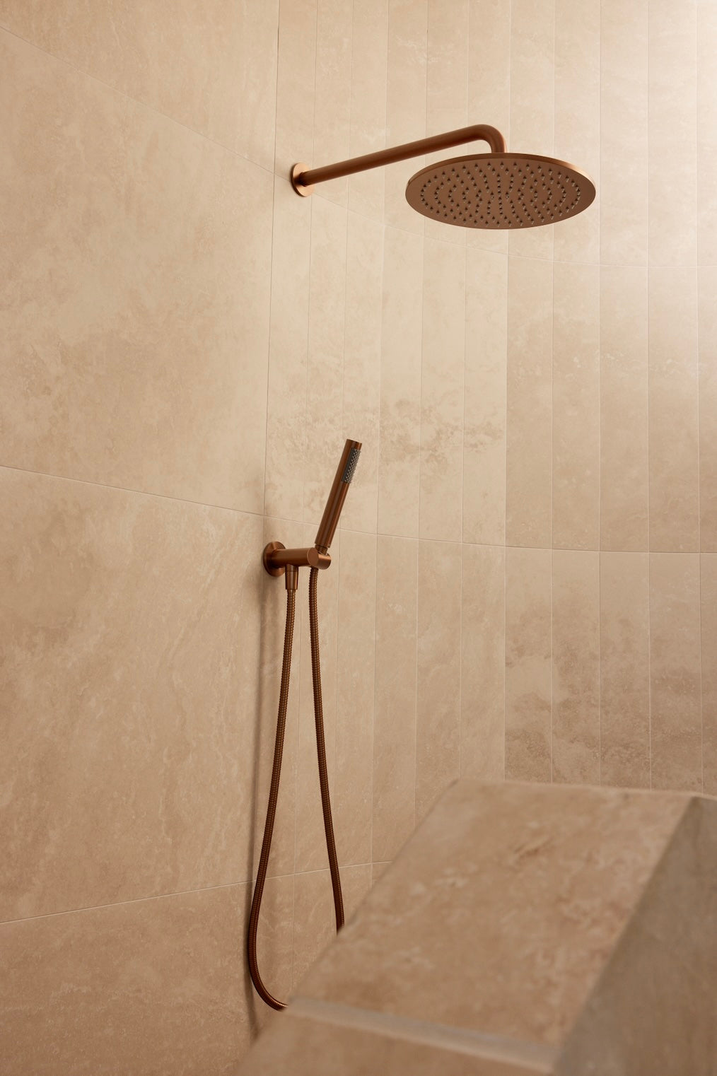 Round Shower on Swivel Bracket in Lustre Bronze | Meir