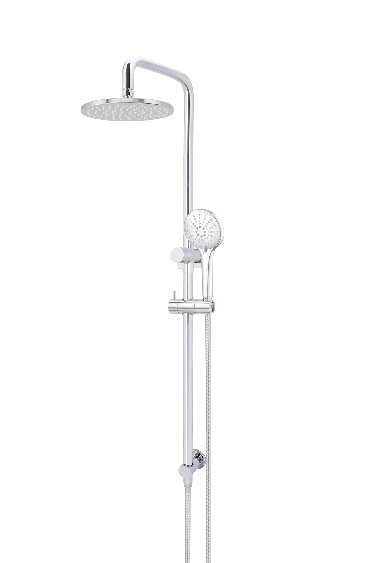 Polished Chrome - Round Combination Shower Rail 200mm Rose, Three Function Hand Shower