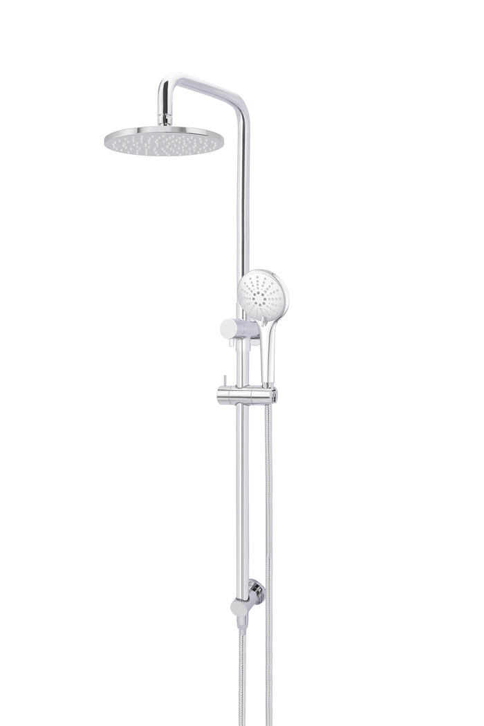 Round Combination Shower Rail 200mm Rose, Three Function Hand Shower in Polished Chrome | Meir #Colour_Polished Chrome