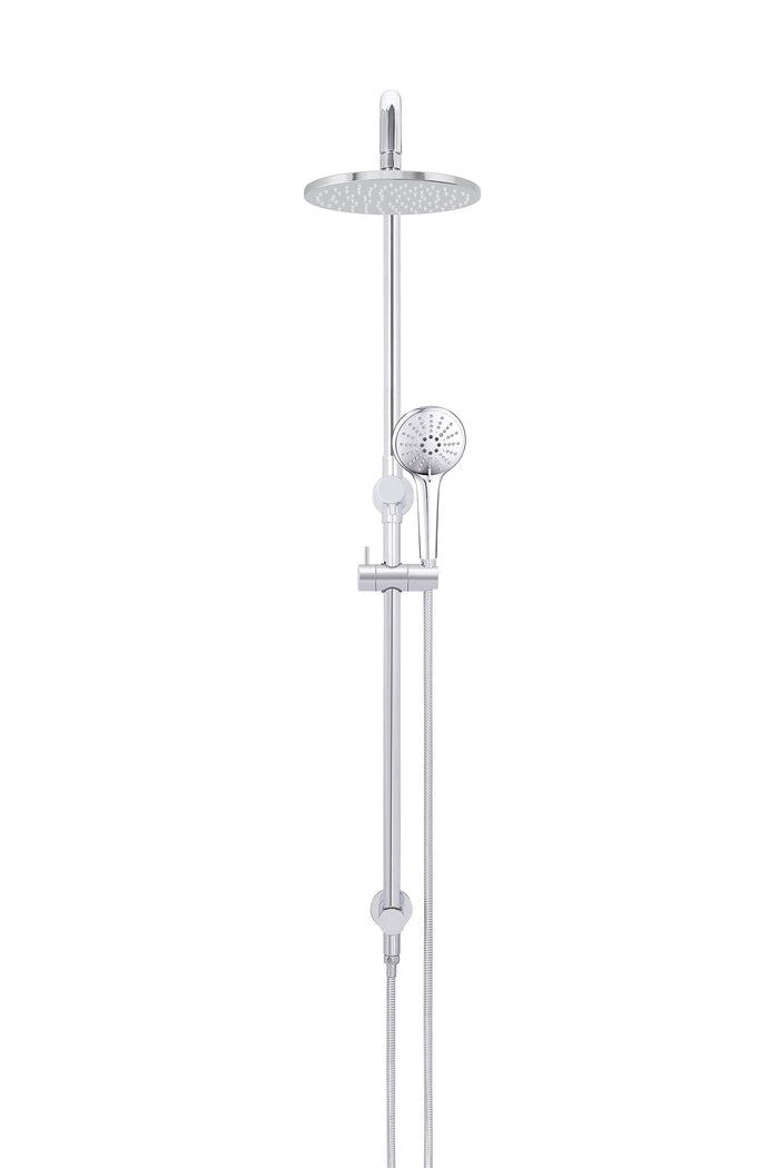 Round Combination Shower Rail 200mm Rose, Three Function Hand Shower in Polished Chrome | Meir #Colour_Polished Chrome