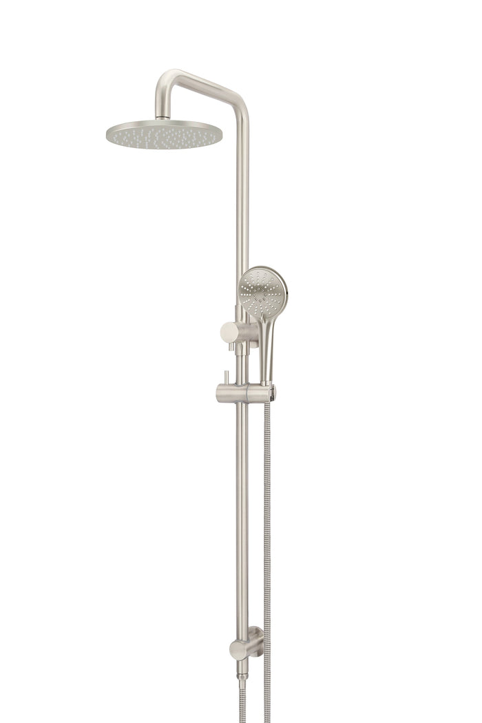 Round Combination Shower Rail 200mm Rose, Three Function Hand Shower in Brushed Nickel | Meir #Colour_Brushed Nickel