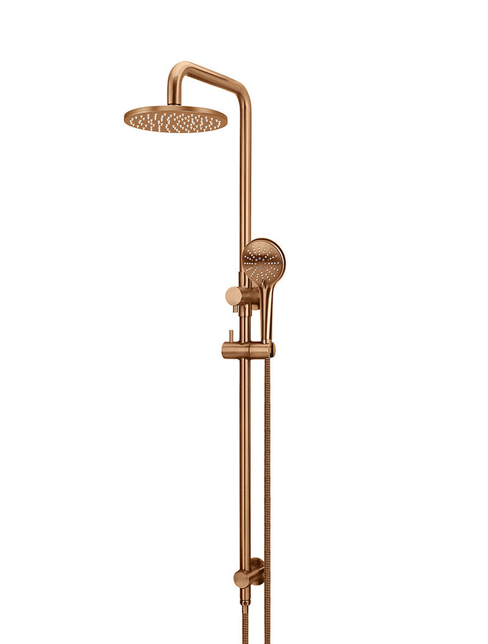 Round Combination Shower Rail 200mm Rose, Three Function Hand Shower in Lustre Bronze | Meir #Colour_Lustre Bronze