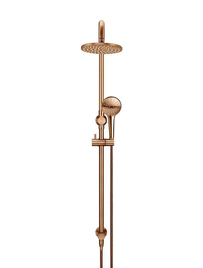 Round Combination Shower Rail 200mm Rose, Three Function Hand Shower in Lustre Bronze | Meir #Colour_Lustre Bronze