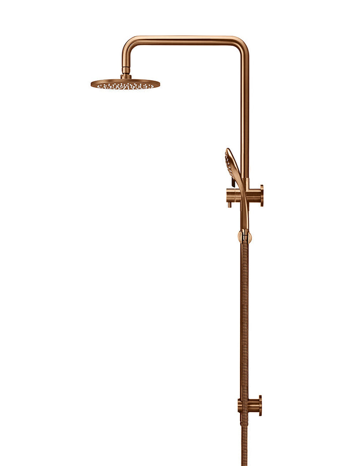 Round Combination Shower Rail 200mm Rose, Three Function Hand Shower in Lustre Bronze | Meir #Colour_Lustre Bronze