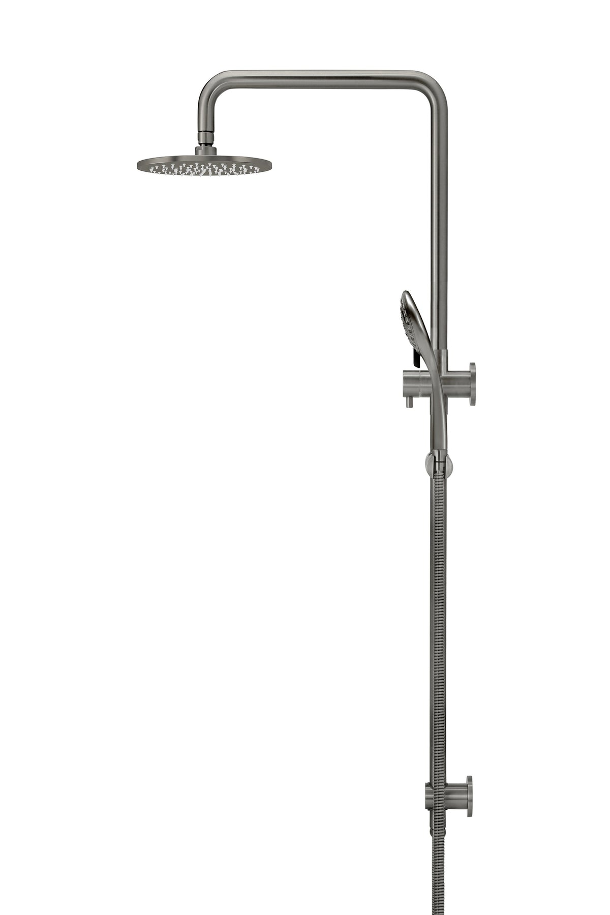 Round Combination Shower Rail 200mm Rose, Three Function Hand Shower in Shadow | Meir