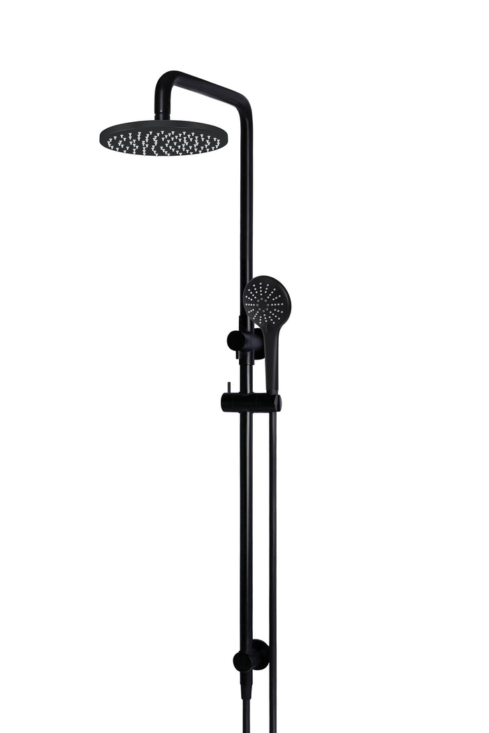 Round Combination Shower Rail 200mm Rose, Three Function Hand Shower in Matte Black | Meir #Colour_Matte Black