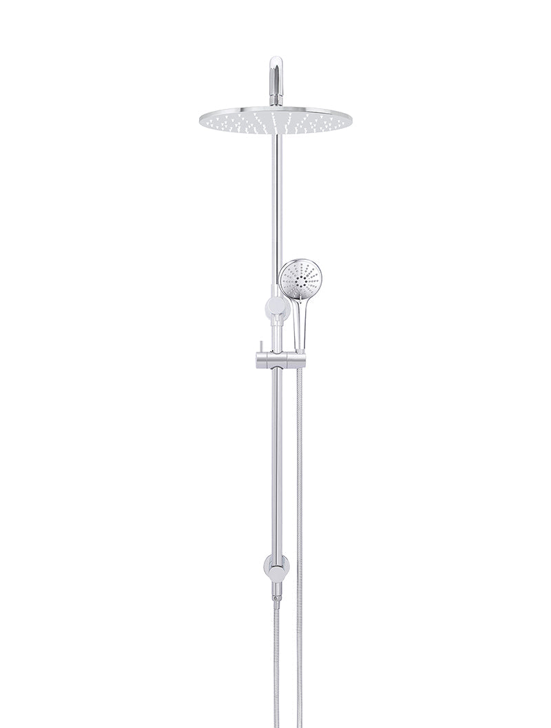 Round Combination Shower Rail 300mm Rose, Three Function Hand Shower in Polished Chrome | Meir