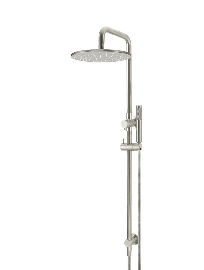Round Combination Shower Rail, 300mm Rose, Single Function Hand Shower in Brushed Nickel | Meir #Colour_Brushed Nickel