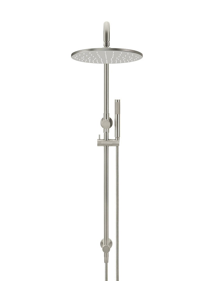 Round Combination Shower Rail, 300mm Rose, Single Function Hand Shower in Brushed Nickel | Meir #Colour_Brushed Nickel