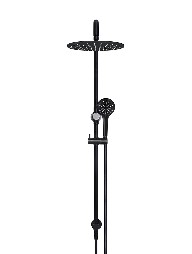 Round Combination Shower Rail 300mm Rose, Three Function Hand Shower in Matte Black | Meir