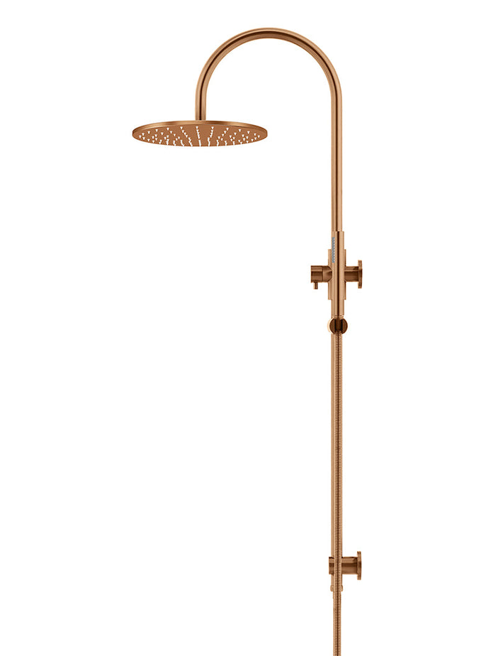 Round Gooseneck Shower Set with 300mm rose, Single-Function Hand Shower in Lustre Bronze | Meir #Colour_Lustre Bronze