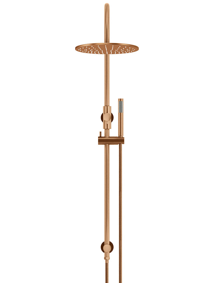 Round Gooseneck Shower Set with 300mm rose, Single-Function Hand Shower in Lustre Bronze | Meir #Colour_Lustre Bronze