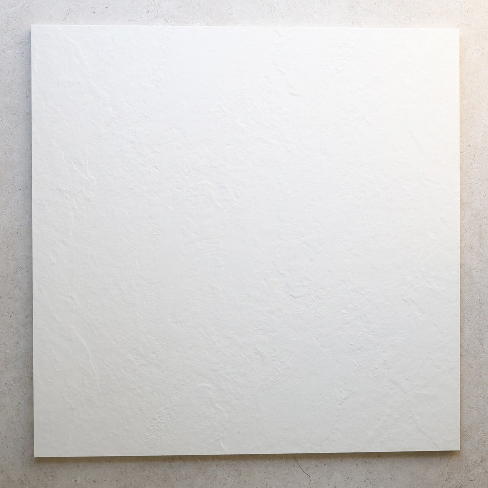 Micro Cement White Textured 600x600 Porcelain Tile
