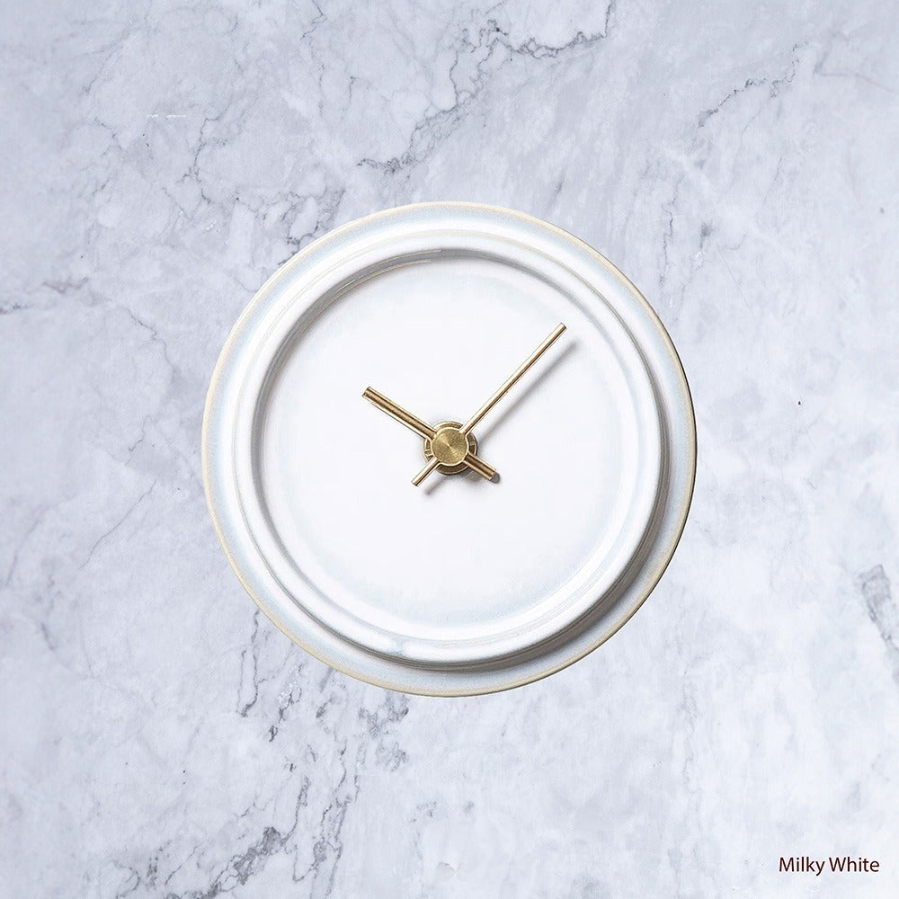 Okinawa Hand Glazed Japanese Medium Clock in Milky White