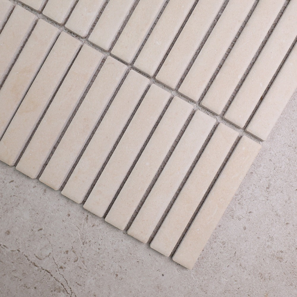 Stack Taj Mahal Look Porcelain Mosaic in Cream, Matt finish