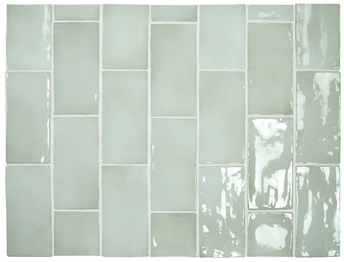 Manacor Series Spanish Handmade Wall Tile in Mint ( Sage Green ), Gloss finish