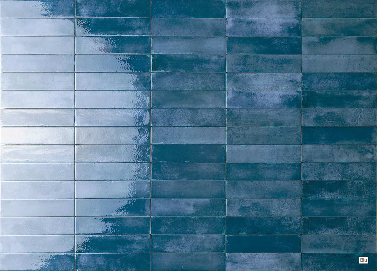 Mojave Subway Series Feature Wall Tile in Blu, Gloss finish