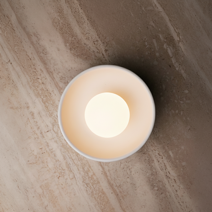 Lunara Naturo Ceramic Wall Light in Matte White #Colour_Matte White