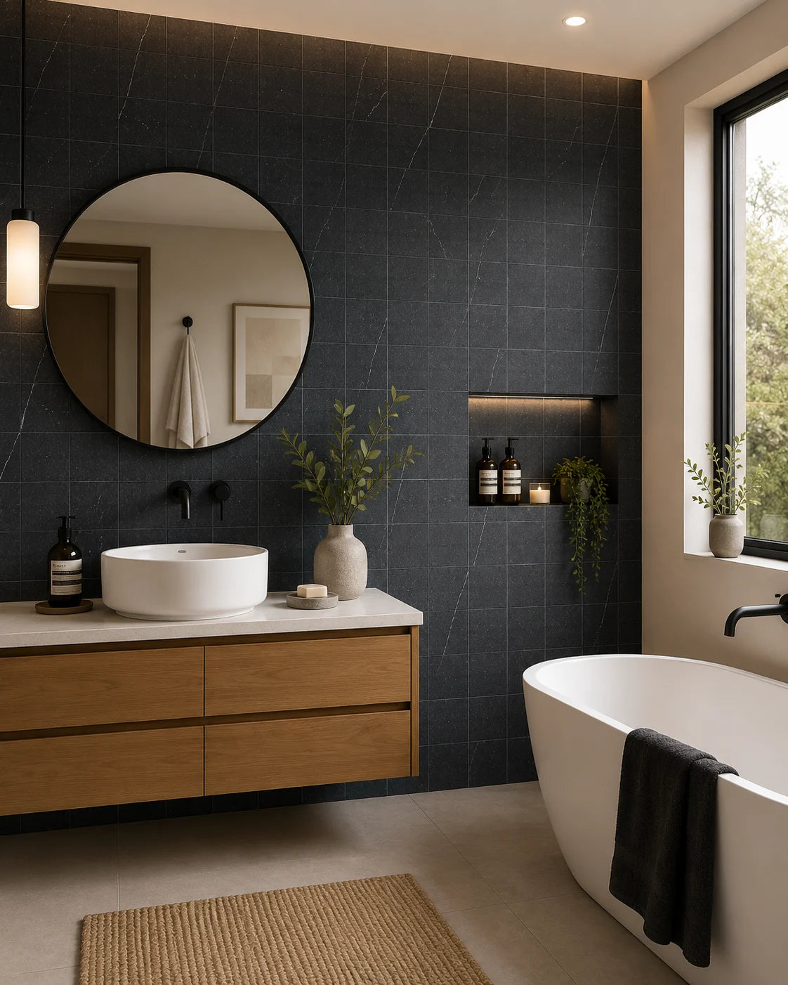 Nero Marquina Marble Tile 150x150 | Tumbled Black Stone Tile
