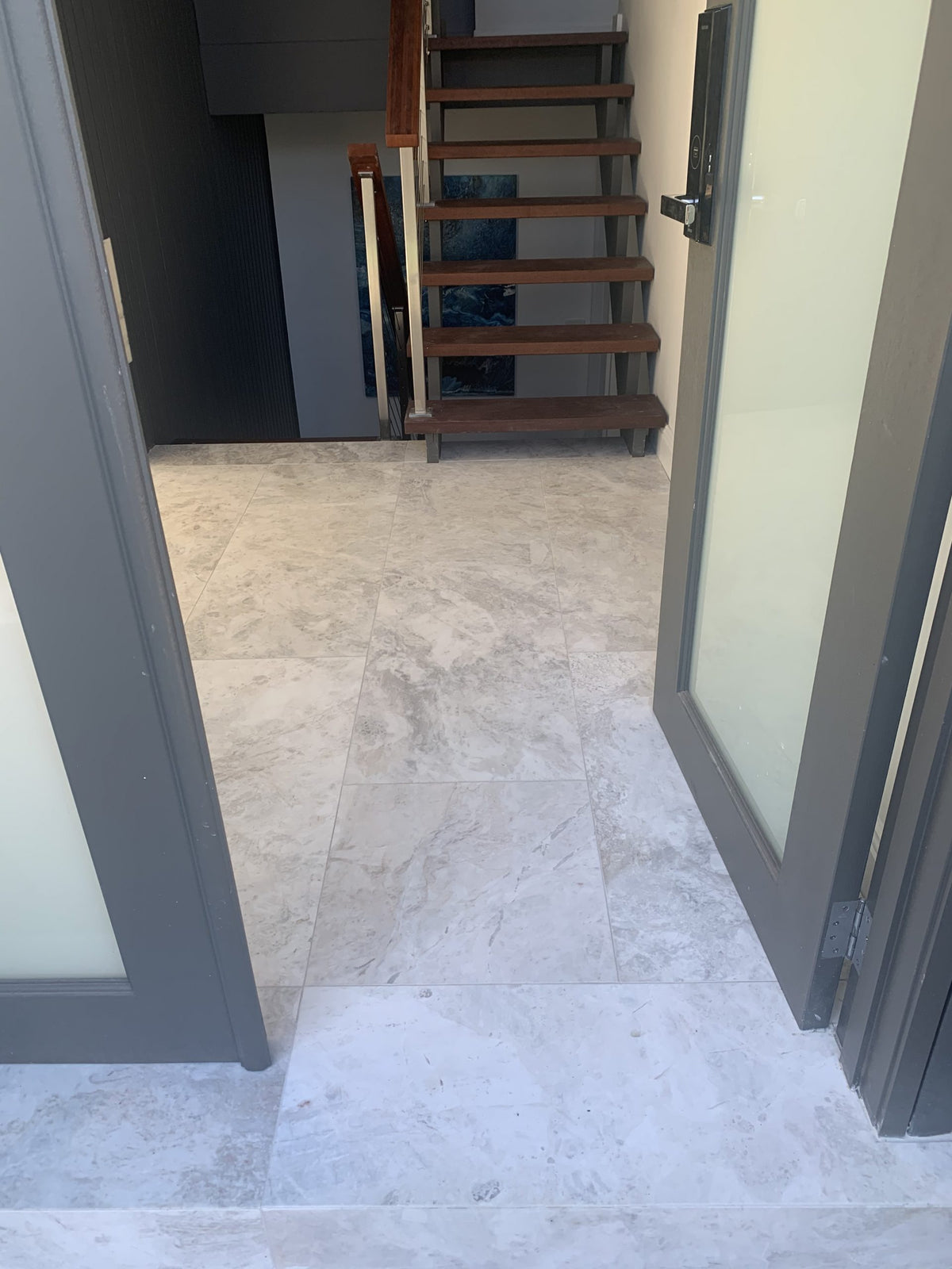 Nimbus White Honed Marble Indoor Floor and Wall Tile, living area setting