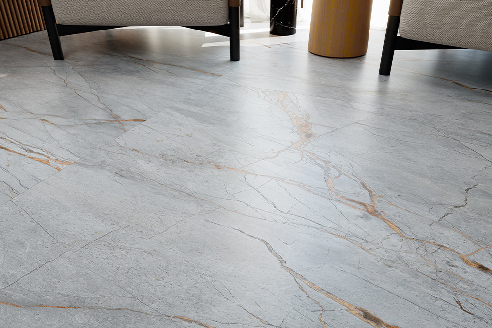 Noble Stone Marble Look Porcelain Tiles | 3D Carved Technology in Blue & Canela, 3D Natural finish