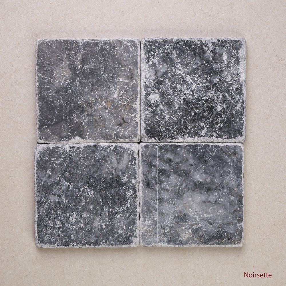 Tumbled Marble Square Natural Stone Tiles 100x100 mm in Noirsette