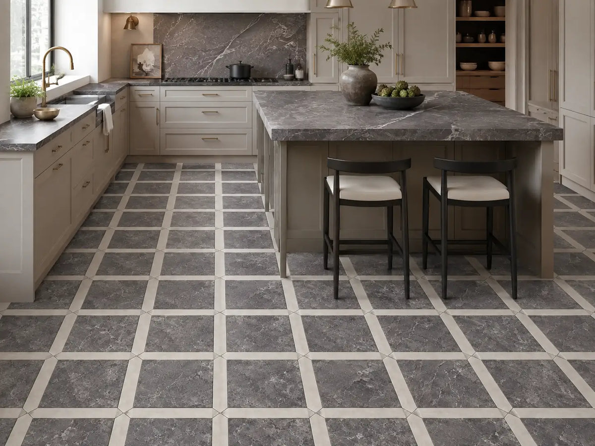 Tuscan Picket Marble Mosaic Set | Large in Botticino, Viola & Regal Purple, Honed finish