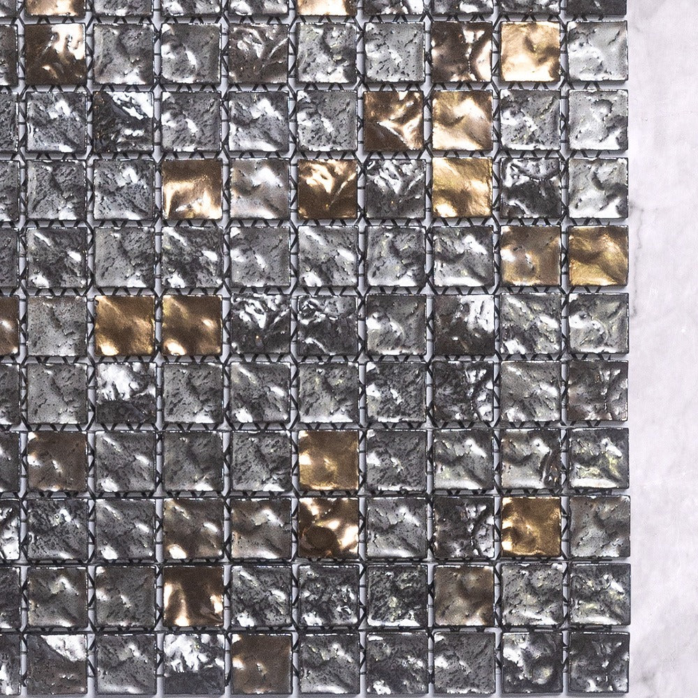 Regia Series Metallic Japanese 25x25 Mosaic Tile in Bronze, Gloss finish