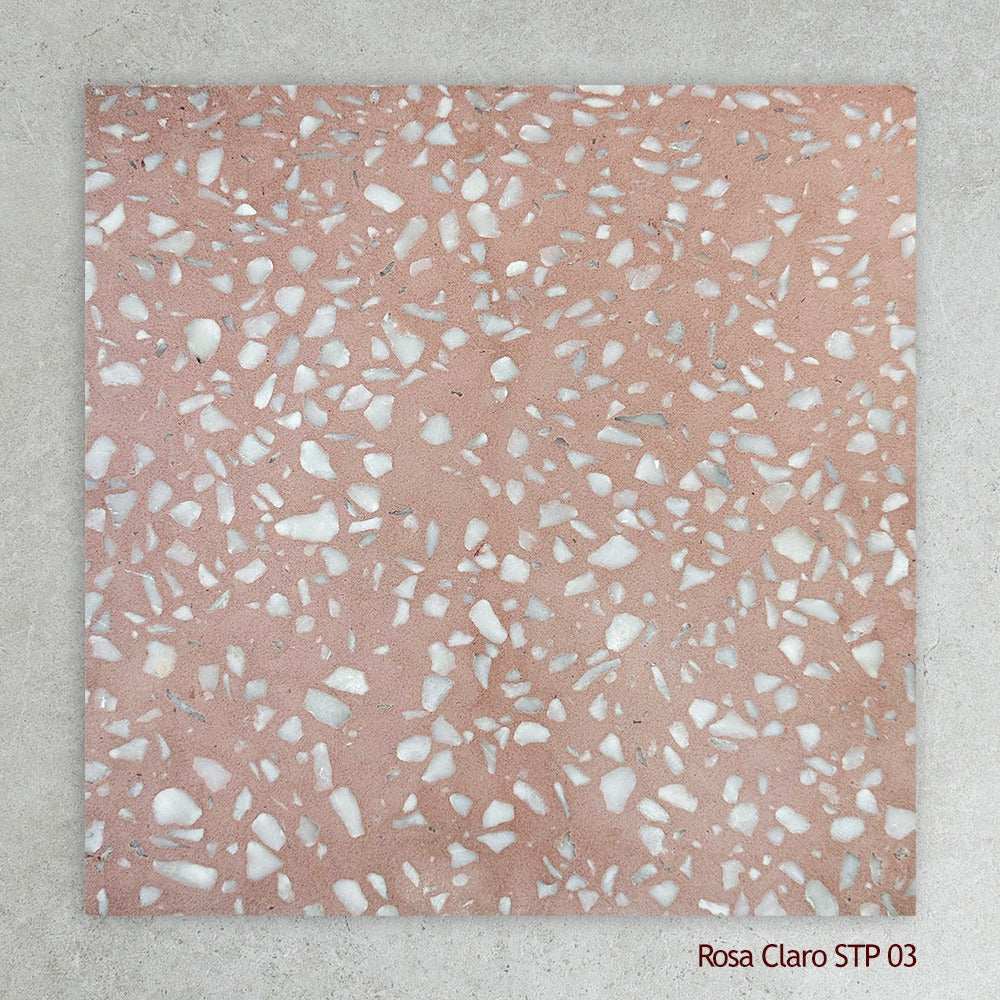 Terrazzo Architectural Range Natural Stone Tile in Rosa Carlo, Honed finish