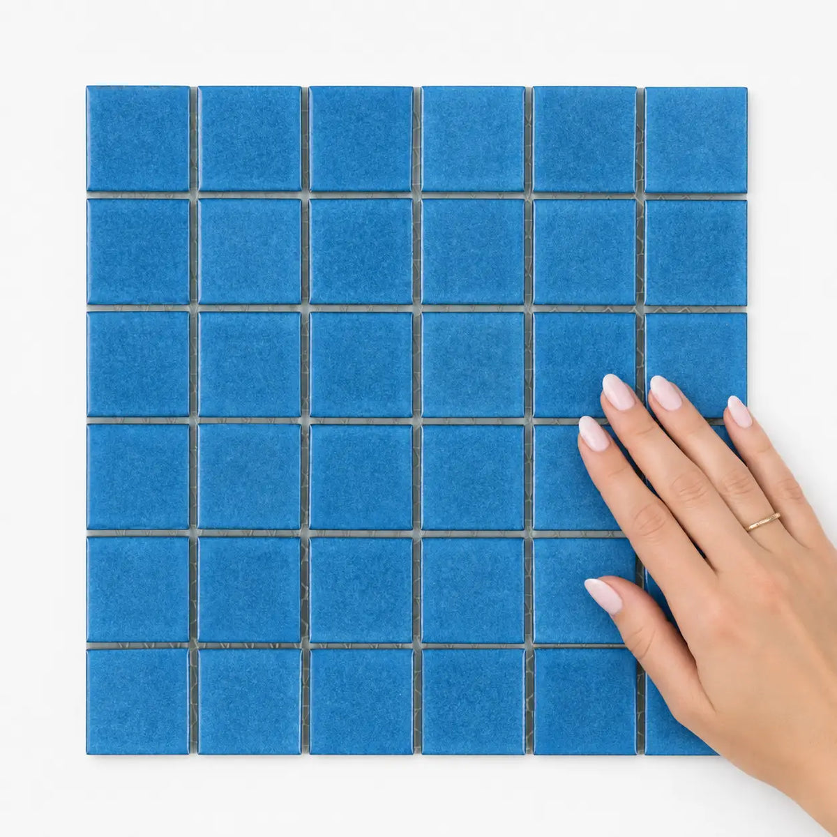 Gloss Square Pool Mosaic Tile 47x47 in Blue